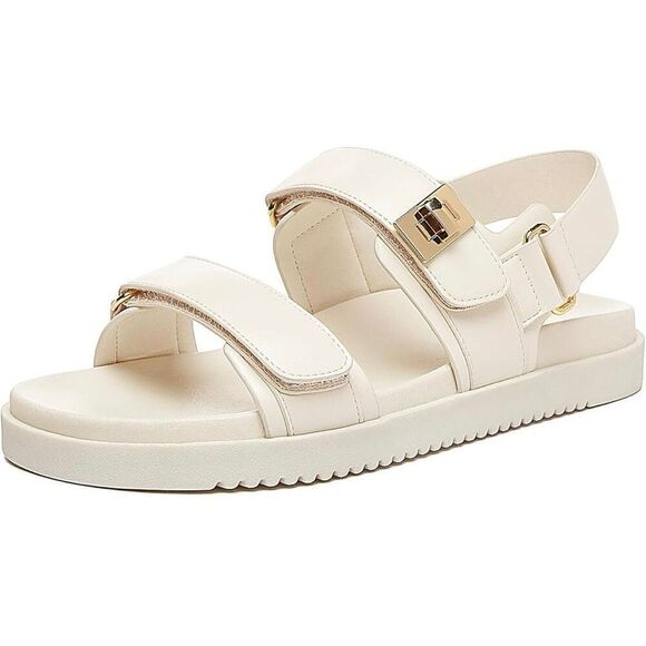 Rihero Women's Flat Adjustable Double Strap Slip on Sandals - Picture 2 of 7